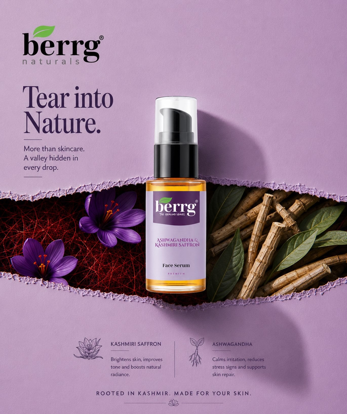 Berrg Naturals face serum with saffron and spices